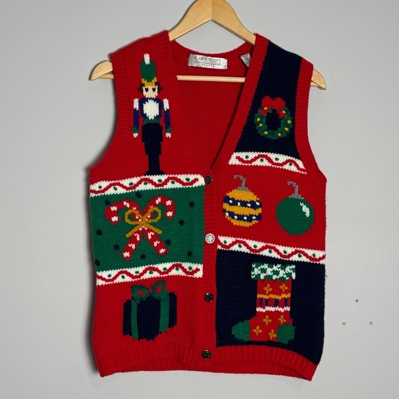 Karen Scott Ugly Christmas Knit Sweater Vest - Picture 2 of 6
